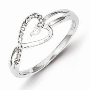 Sterling Silver Diamond Heart Ring