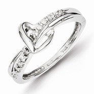Sterling Silver w/Rhodium Plated Diamond Heart Ring
