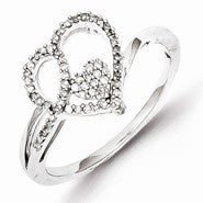 Sterling Silver Diamond Heart Ring