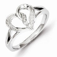 Sterling Silver Diamond Heart Ring
