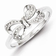 Sterling Silver w/Rhodium Plated Diamond Bow Ring