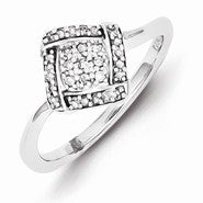 Sterling Silver Diamond Square Ring