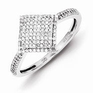 Sterling Silver Diamond Square Ring
