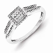 Sterling Silver Diamond Square Ring