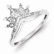 Sterling Silver w/Rhodium Plated Diamond Crown Ring