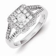 Sterling Silver Diamond Square Ring
