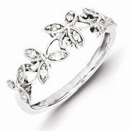 Sterling Silver Patterned Design Diamond Ring