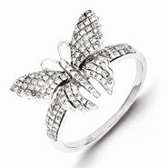Sterling Silver Diamond Butterfly Ring