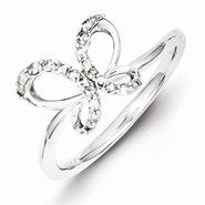 Sterling Silver & Diamond Butterfly Ring