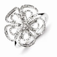 Sterling Silver Diamond Flower Ring