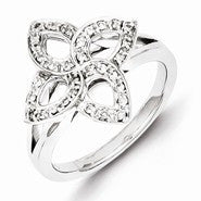 Sterling Silver & Diamond Flower Ring