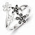 Sterling Silver Diamond Black Rhodium-plated Flowers Ring