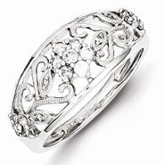 Sterling Silver Open Back Design Diamond Ring