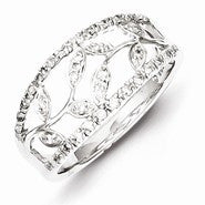 Sterling Silver & Diamond Leaves Ring