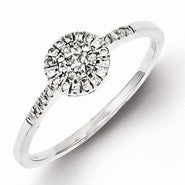 Sterling Silver Diamond Round Ring