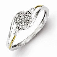 Sterling Silver & 14k Yellow Gold Diamond Ring