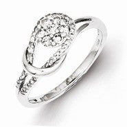 Sterling Silver Diamond Knot Ring