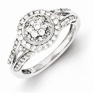 Sterling Silver Diamond Round Ring
