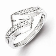 Sterling Silver w/Rhodium Plated Diamond Ring