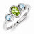 Sterling Silver with, Peridot, Blue Topaz & Diamond Ring