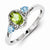 Sterling Silver with, Peridot, Blue Topaz & Diamond Ring