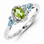 Sterling Silver with, Peridot, Blue Topaz & Diamond Ring