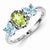 Sterling Silver with, Peridot, Blue Topaz & Diamond Ring