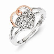 Sterling Silver & 14k Gold Diamond Heart Ring