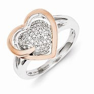 Sterling Silver & 14k Gold Diamond Heart Ring