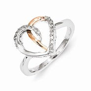 Sterling Silver & 14k Gold Diamond Heart Ring