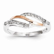 Sterling Silver & 14k Gold Diamond Fashion Ring
