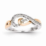 Sterling Silver & 14k Gold Diamond Fashion Ring