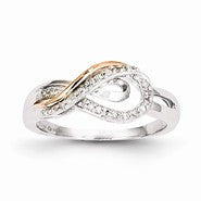 Sterling Silver & 14k Gold Diamond Fashion Ring