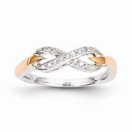 Silver Silver & 14k Rose Gold Diamond Fashion Ring