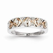 Sterling Silver & 14k Gold Diamond Fashion Wedding Band