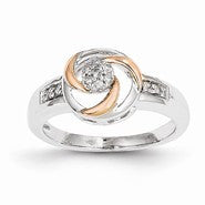 Sterling Silver & 14k Gold Diamond Fashion Ring