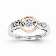 Sterling Silver & 14k Gold Diamond 7-Stone Cluster Ring