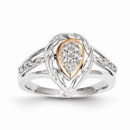 Sterling Silver & 14k Gold Diamond Fashion Ring