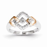 Sterling Silver & 14k Gold Diamond Fashion Ring