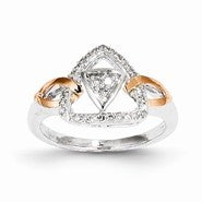 Sterling Silver & 14k Gold Diamond Fashion Ring