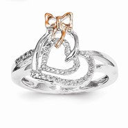 Sterling Silver & 14k Gold Diamond Heart Ring