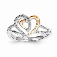 Sterling Silver & 14k Gold Heart Diamond Ring