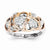 Sterling Silver & 14k Rose Gold Heart Diamond Ring