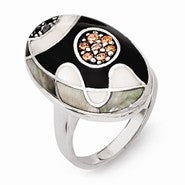 Sterling Silver Multi Color MOP & CZ Ring