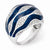Sterling Silver with CZ and Blue Enameled Domed Ring