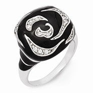 Sterling Silver with CZ and Black Enameled Ring