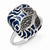 Sterling Silver with Black CZ and Blue Enameled Ring