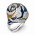 Sterling Silver with CZ and Marble Style Enameled Domed Ring