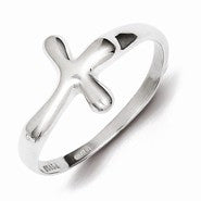 Sterling Silver Horizontal Tiny Freeform Cross Ring