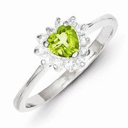 Sterling Silver Peridot Heart Ring